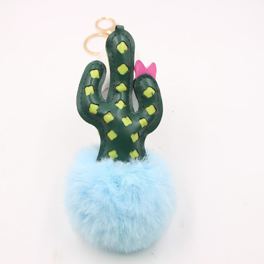 Wholesale Cactus Alloy Fur Ball Keychain